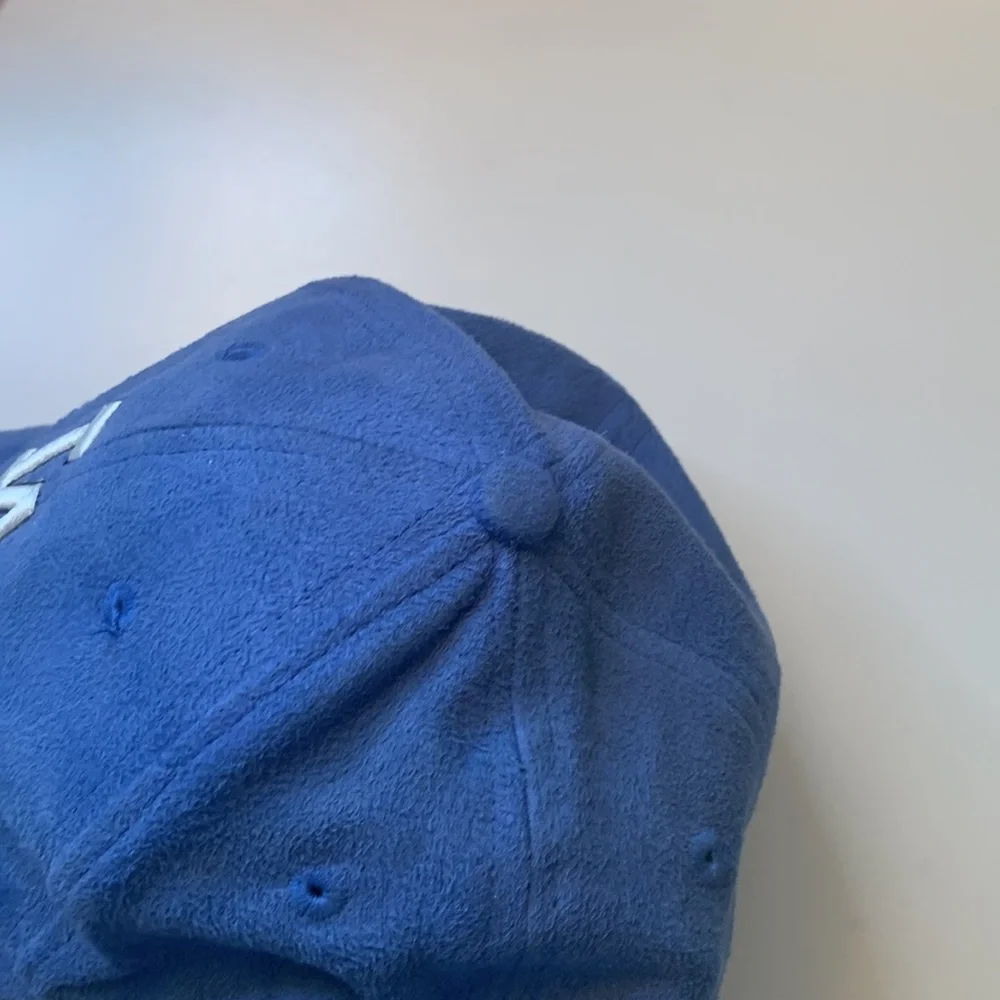 Los Angeles Dodgers light blue sueded baseball cap with Farmer John patch